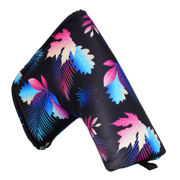 Maple Leaves Floral Black Blade Putter Cover